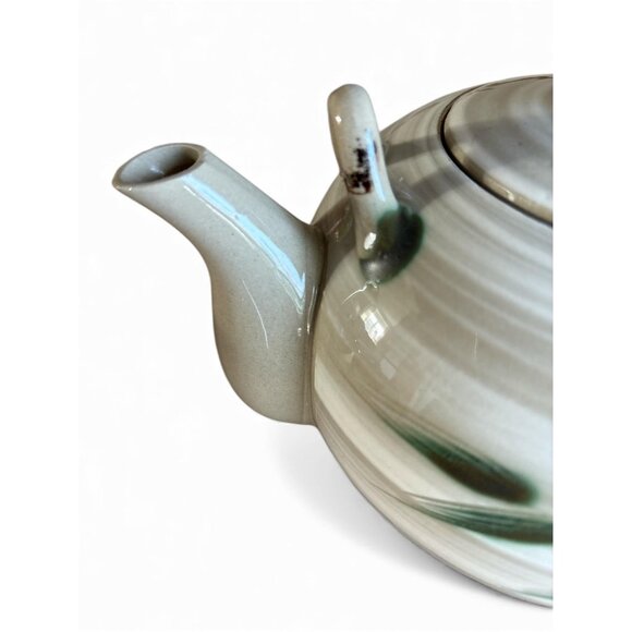 Vintage OMC Japan Bamboo Ceramic Teapot Tea Set With 4 Cups Made In Japan - Picture 6 of 9